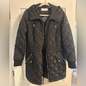 Calvin Klein black diamond-quilted hooded jacket
